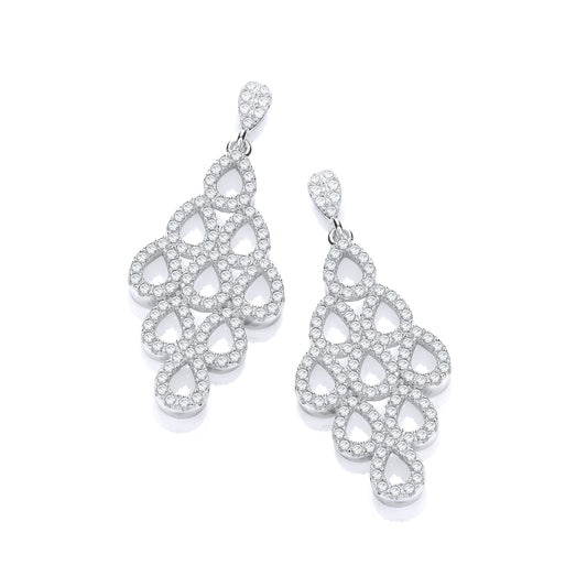 Micro Pave White Cubic Zirconia Drop Earrings - 15mm