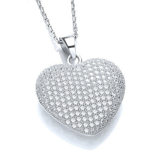 Micro Pave Heart Pendant with 18" Chain - 19mm