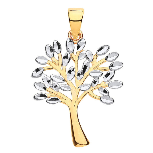 Yellow White Gold Tree of Life Pendant