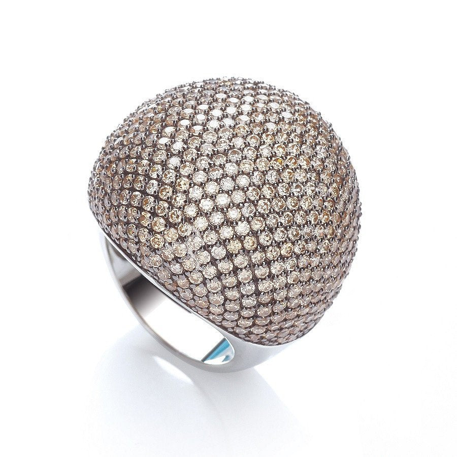 Micro Pave Big Cocktail Ring 503 Champagne Cubic Zirconia