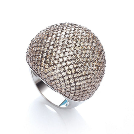 Micro Pave Big Cocktail Ring 503 Champagne Cubic Zirconia