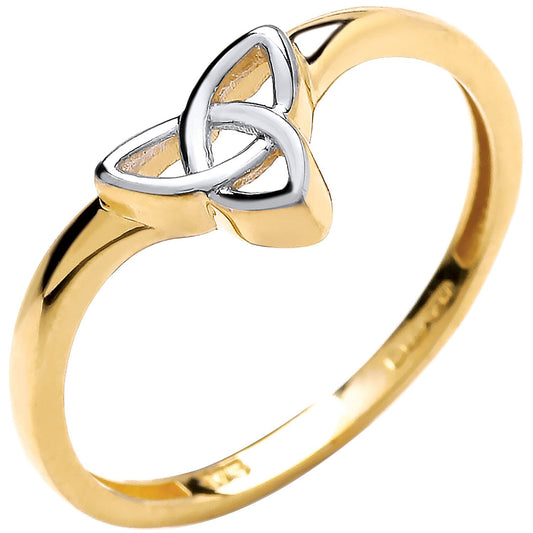 2 Colour Yellow White Wishbone Style Celtic Ring