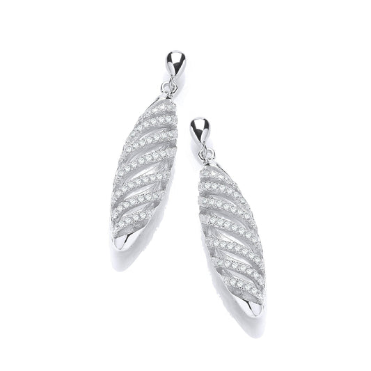 Micro Pave Fancy Swirl Cubic Zirconia Drop Earrings