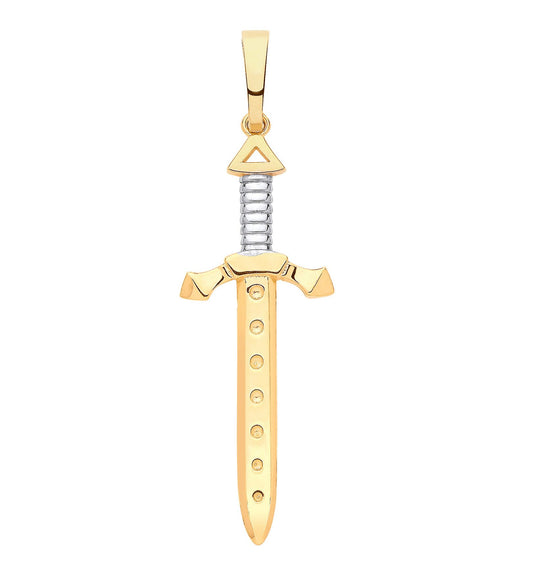 Y White Gold Highland Claymore Sword Pendant