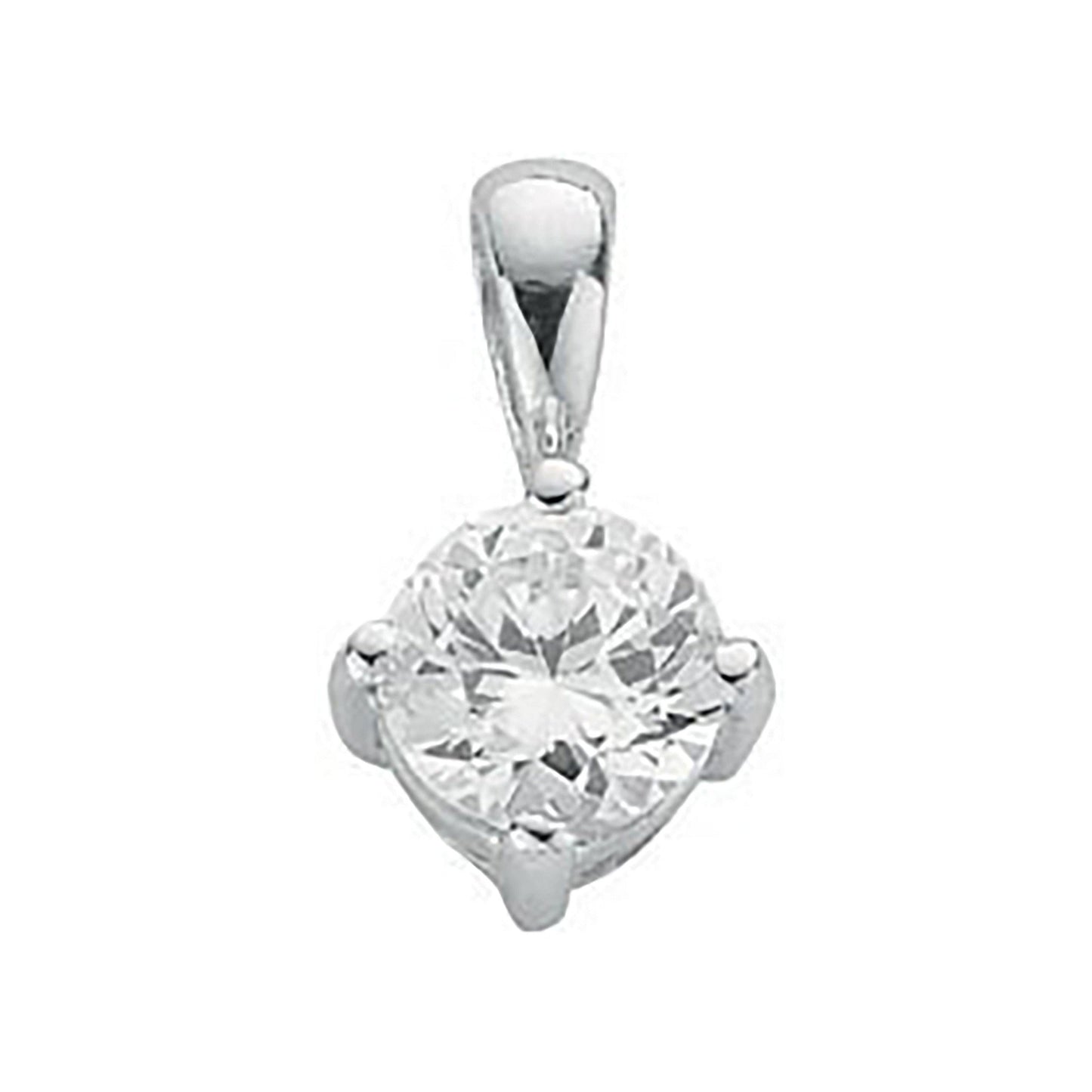 Silver Claw Set Cubic Zirconia Single Stone Pendant - 7.7mm