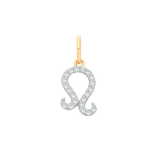 9ct Yellow Gold Leo Zodiac 0.10ct Pendant