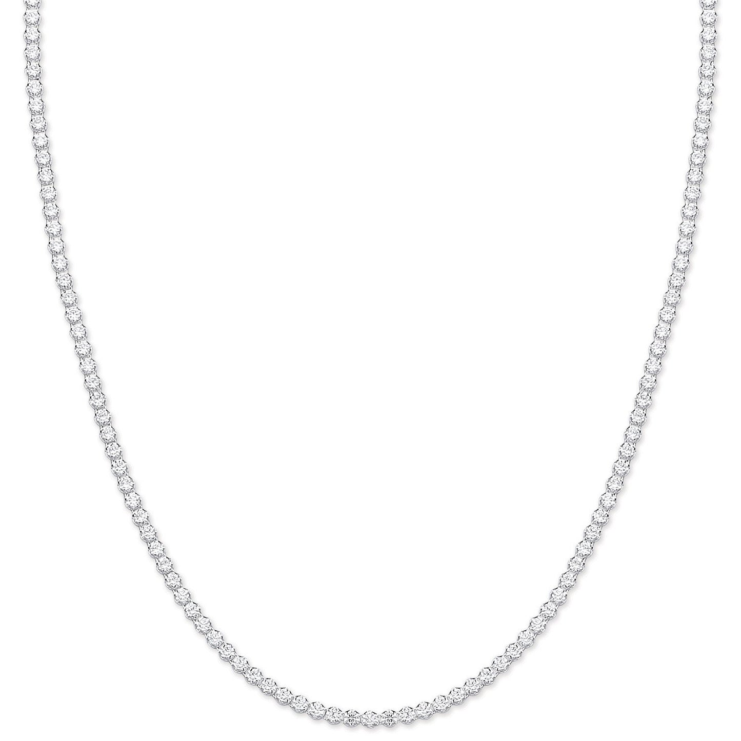 Silver 2.4mm 17" Tennis Cubic Zirconia Chain