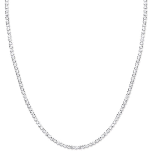 Silver 2.4mm 17" Tennis Cubic Zirconia Chain