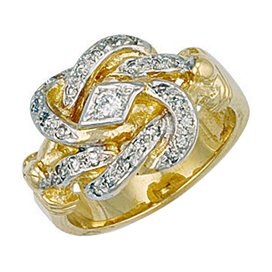 Yellow Gold Cubic Zirconia Knot Ring (HNN-93BA80)