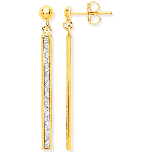 Yellow Gold Drop Glitter Earrings