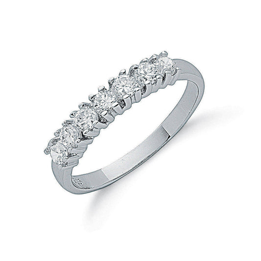 Silver Claw Set Cubic Zirconia Half Eternity Ring