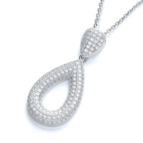 Micro Pave Pear Shape Pendant with 18" Chain - 14mm (HNN-9BD272)
