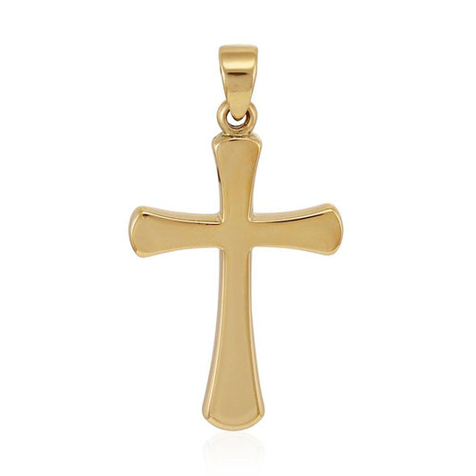 Yellow Gold Oval Ends Plain Cross