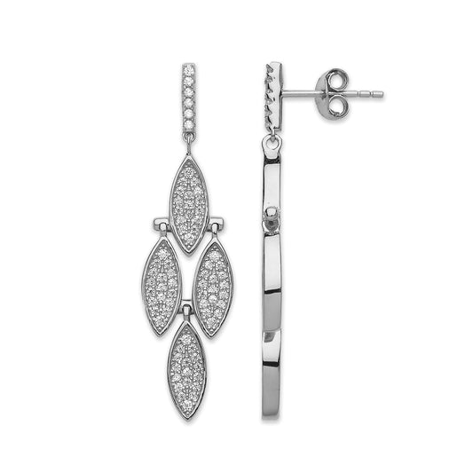 Silver Cubic Zirconia Rhombus Drop Earrings