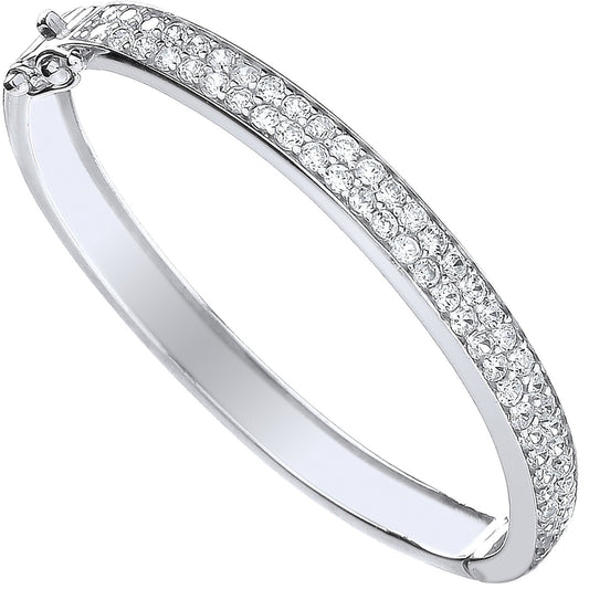 Silver Baby 2 Row Cubic Zirconia Bangle