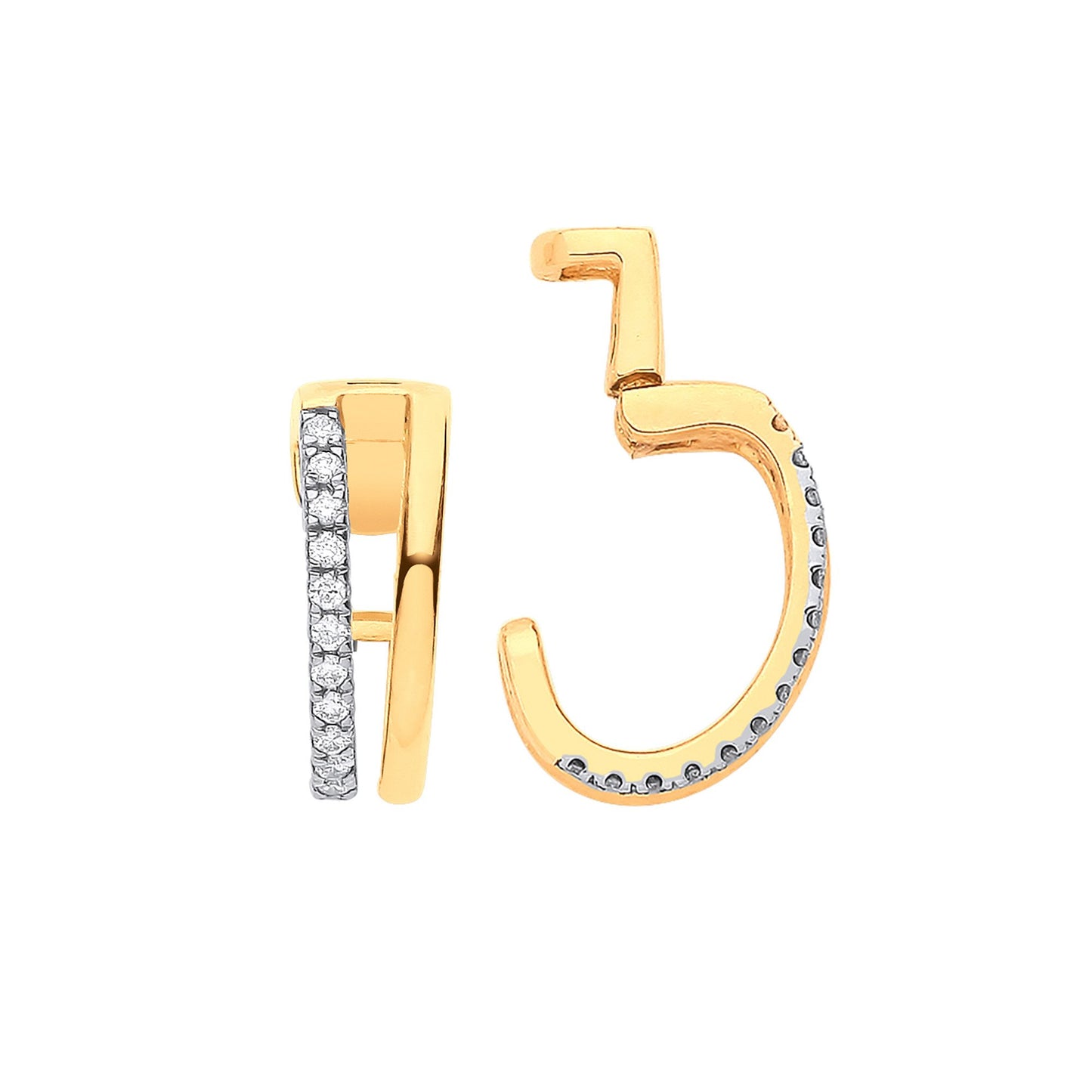 9ct Yellow Gold 0.08ct Single Cuff Earring