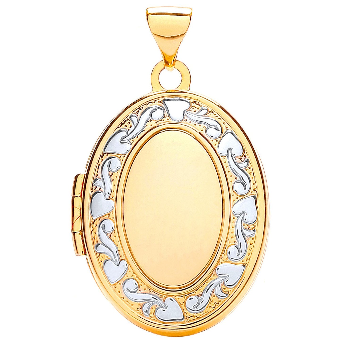 Yellow White Oval Shaped Locket (HNN-47BF49)