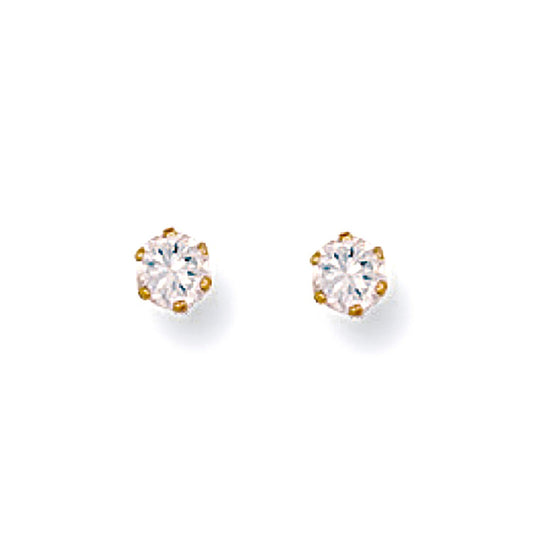 9ct Yellow Gold 3mm Claw Set Cubic Zirconia Studs