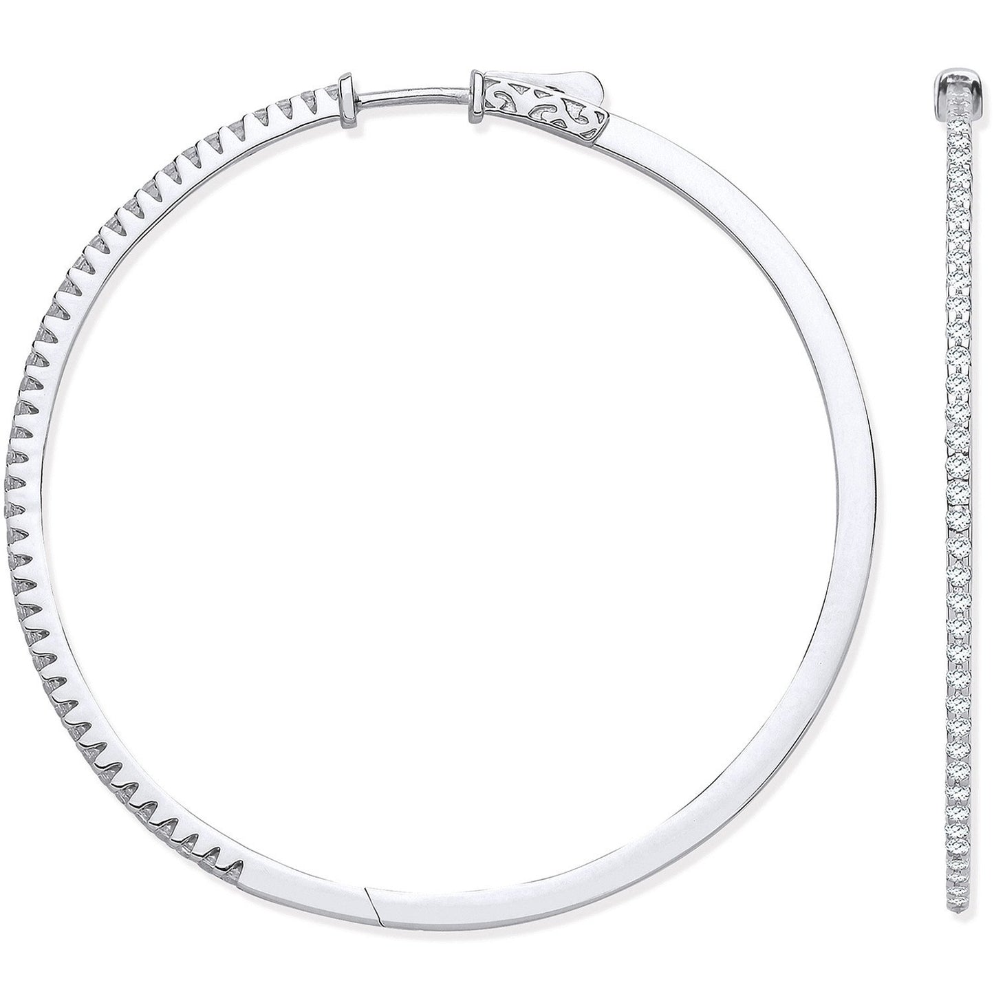18ct White Gold 1.1ctw Claw Set Hoop Earrings