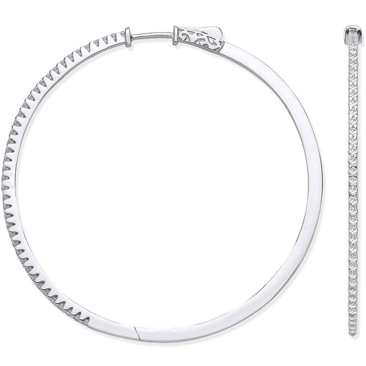 18ct White Gold 1.1ctw Claw Set Hoop Earrings