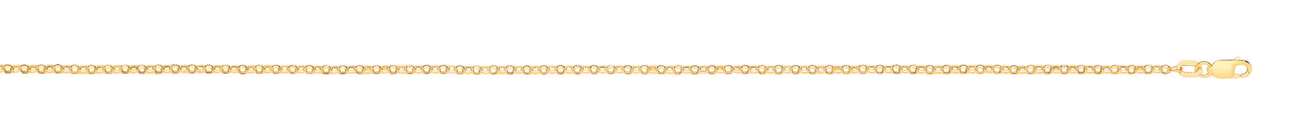 14ct Yellow Gold Hollow Round Diamond Cut Belcher 1.9mm Chain
