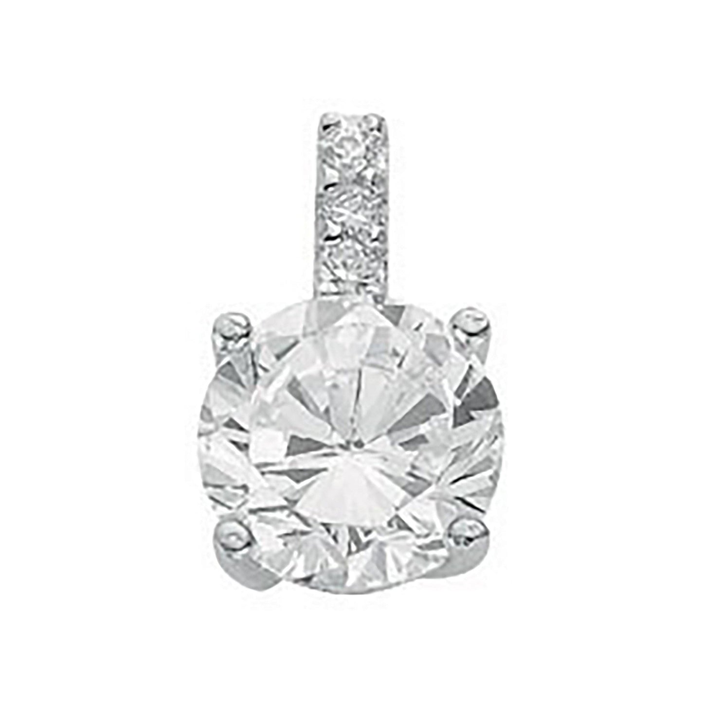 Silver Claw Set Cubic Zirconia Single Stone Pendant - 8mm - 1.4g