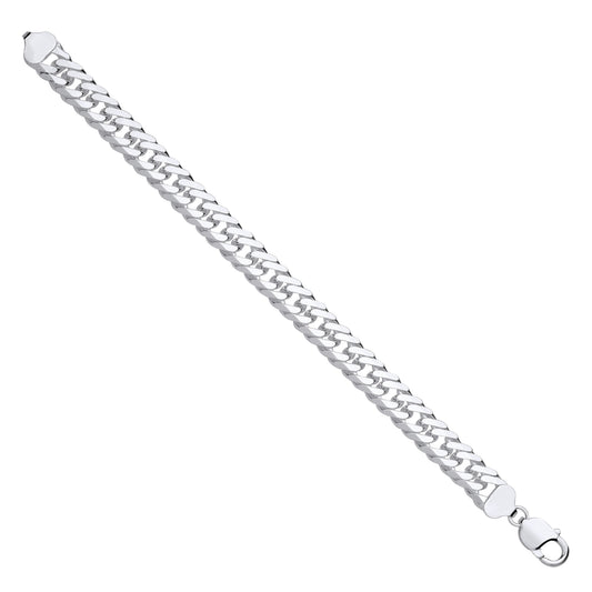 Silver 11mm Double Curb Gents Bracelet