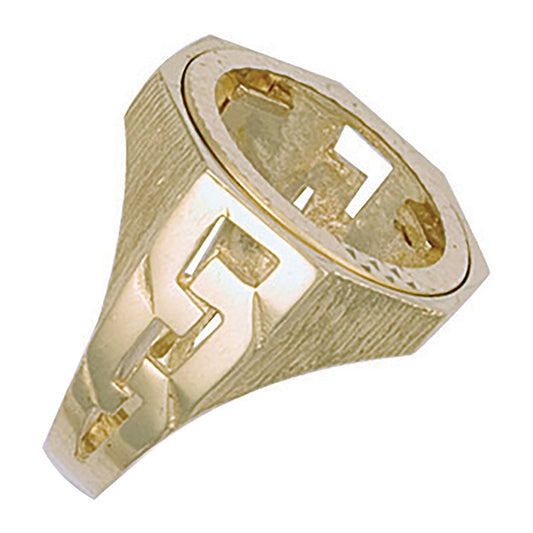 Yellow Gold (Half) ID Sides Sovereign Ring