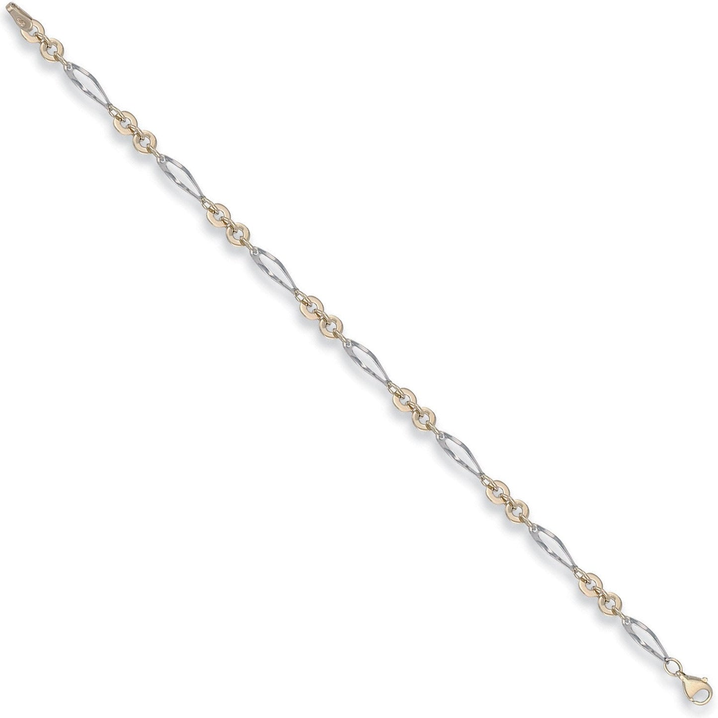 White & Yellow Gold Fancy Bracelet - 3.3g