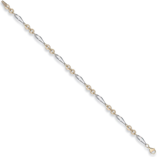 White & Yellow Gold Fancy Bracelet - 3.3g