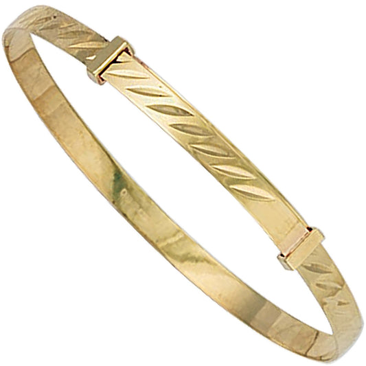 Yellow Gold Diamond Cut Expandable Baby Bangle - 41.9mm