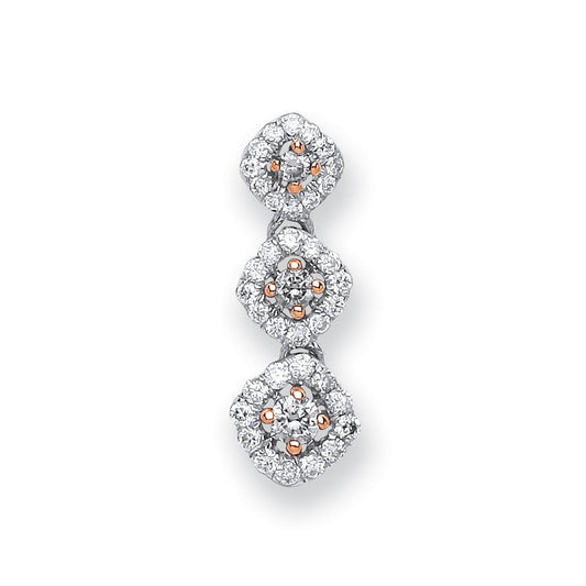 18ct White Gold 0.23ct White and Chocolate Diamond Pendant