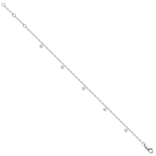 9ct White Gold Rub-Over 0.10ctw Diamond Bracelet
