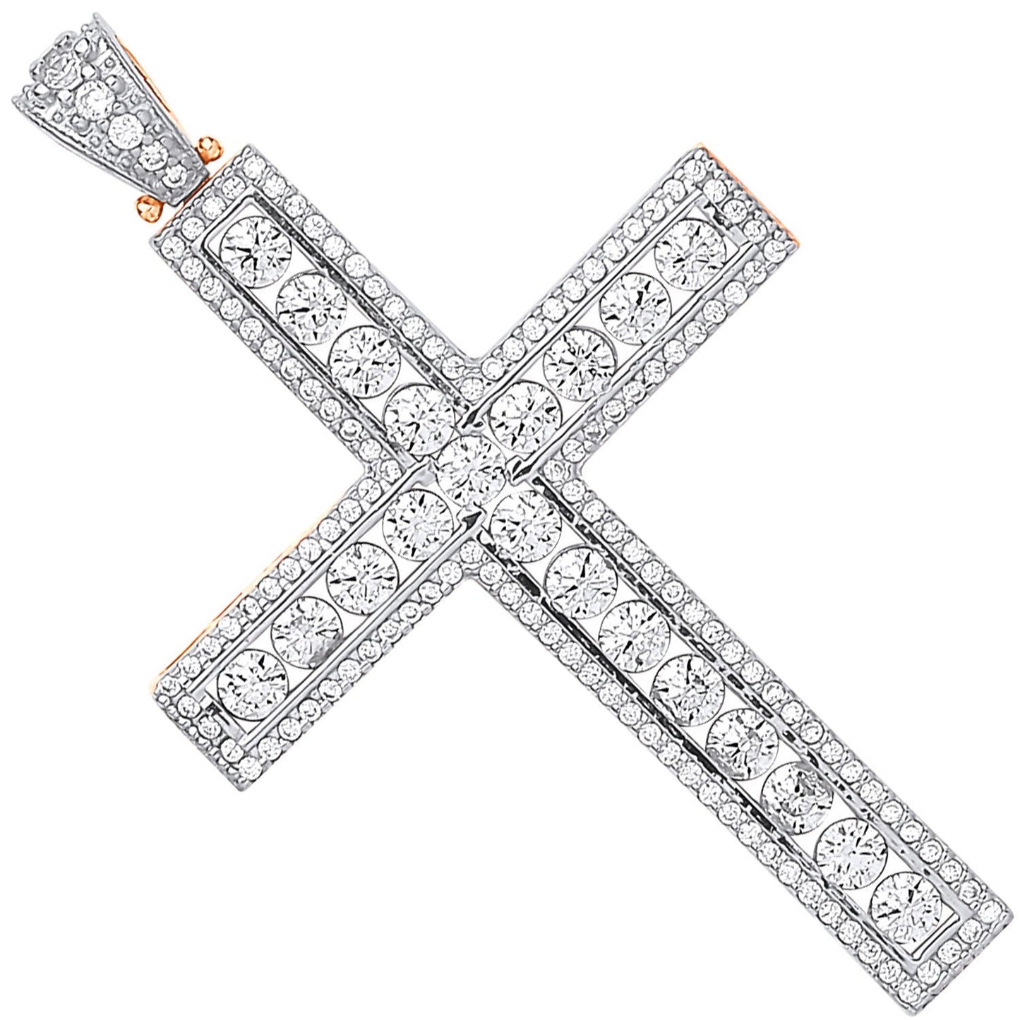 Yellow and White Gold Round Cubic Zirconia Cross