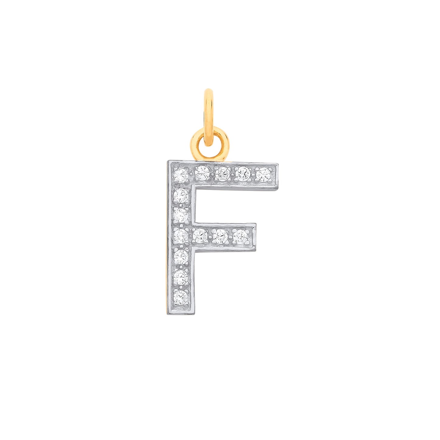 Yellow Gold Medium Cubic Zirconia Initial Pendants