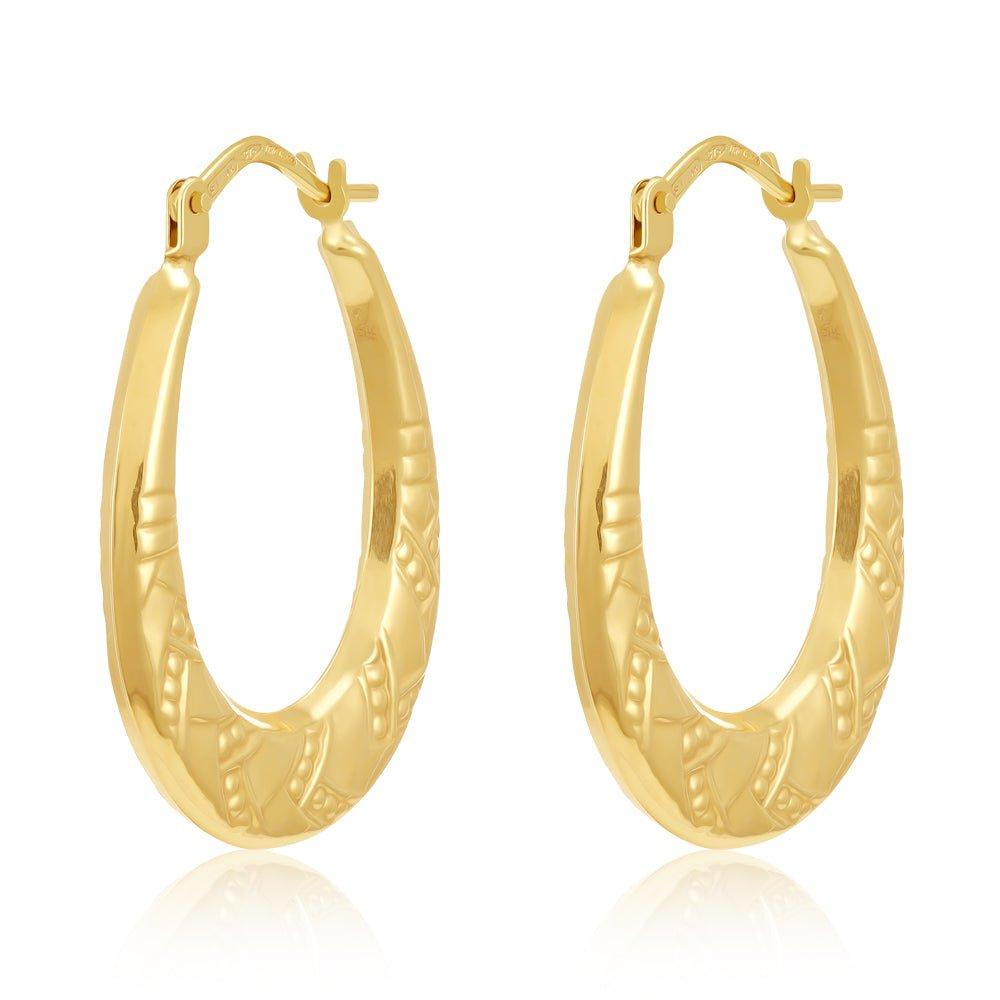 Yellow Gold Fancy Oval Creoles - 0.9g