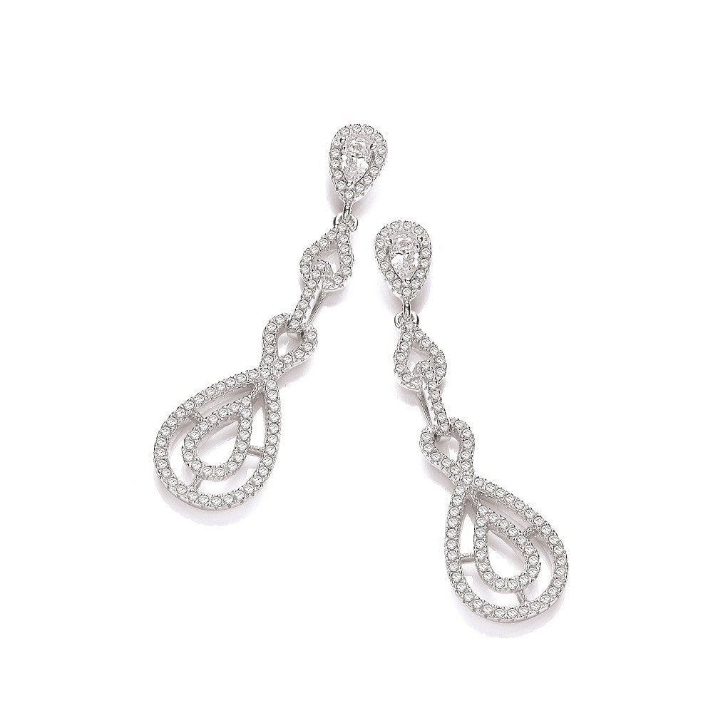 Micro Pave Cubic Zirconia Fancy Drop Earrings