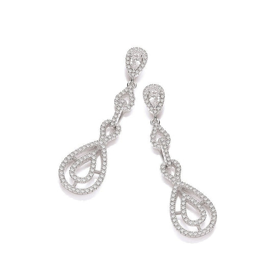 Micro Pave Cubic Zirconia Fancy Drop Earrings