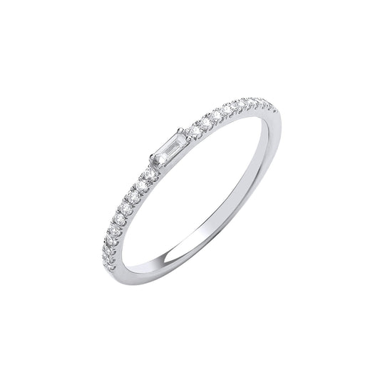 9ct White Gold 0.17ct Eternity Ring with Baguette in centre