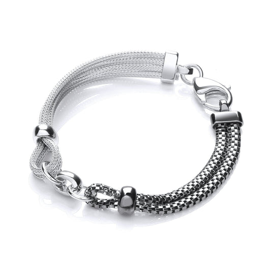 Ruthenium & Silver Mesh Bracelet (HNN-43AF6F)