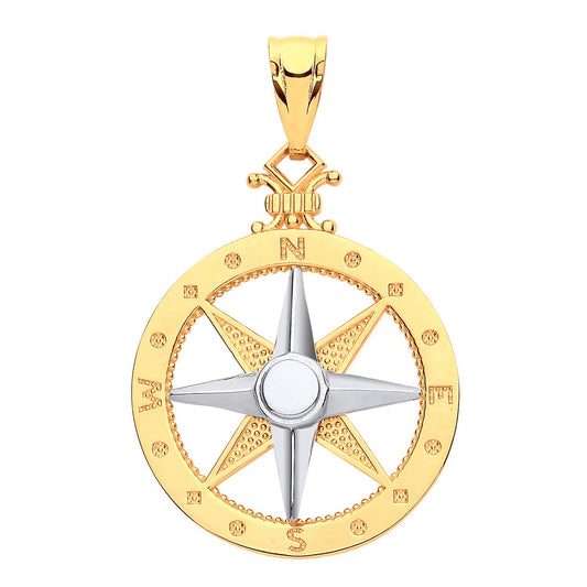 Y White Gold Compass Pendant