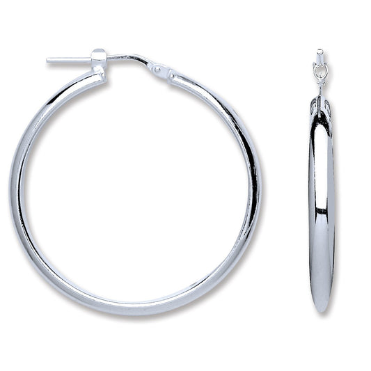 Silver D-Shaped Wedds Hoop Earrings - 3.9mm