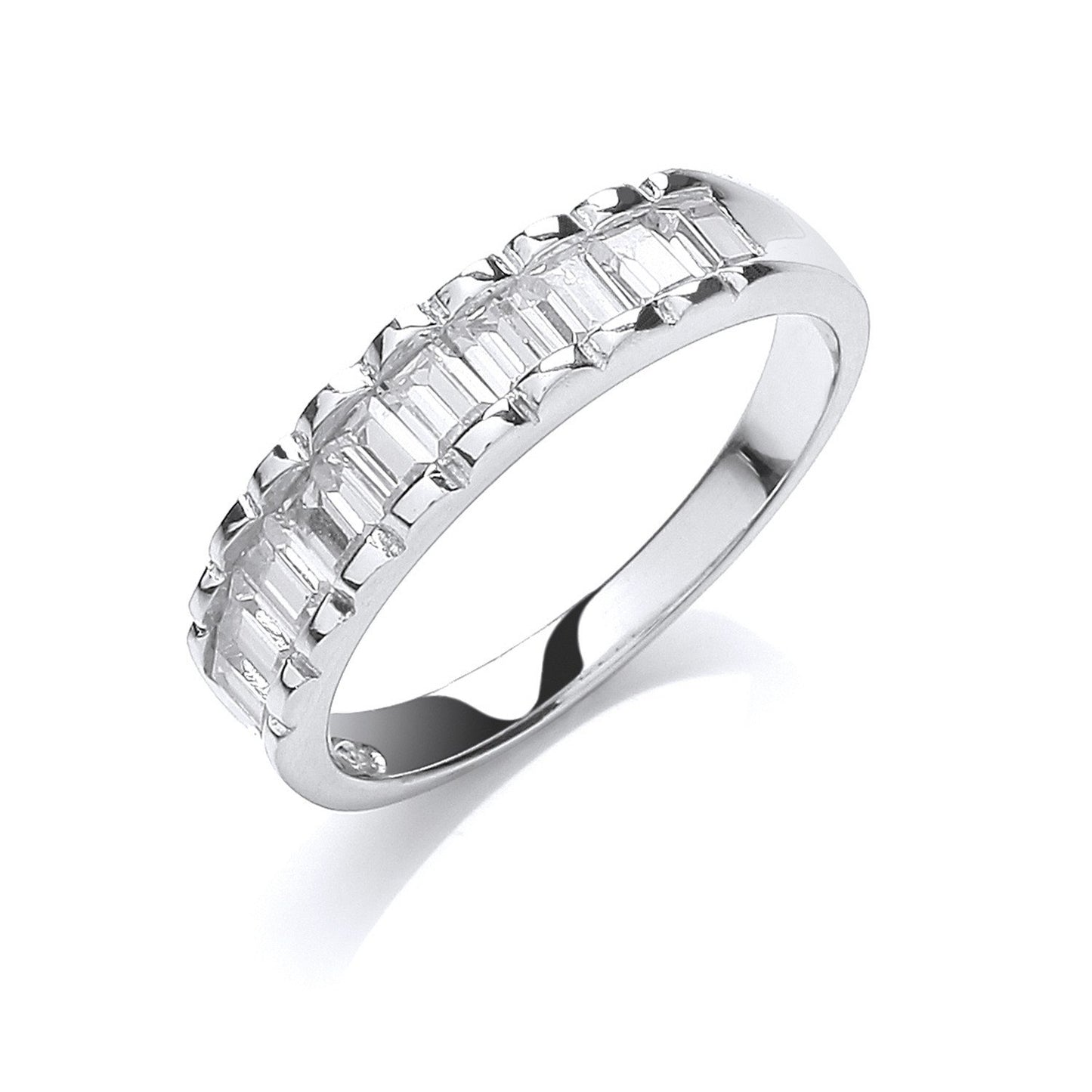 Silver 10 Baguettes Cubic Zirconia Half Eternity Ring
