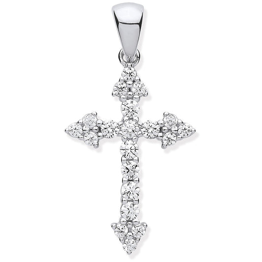 Silver Small Cubic Zirconia Fancy Cross