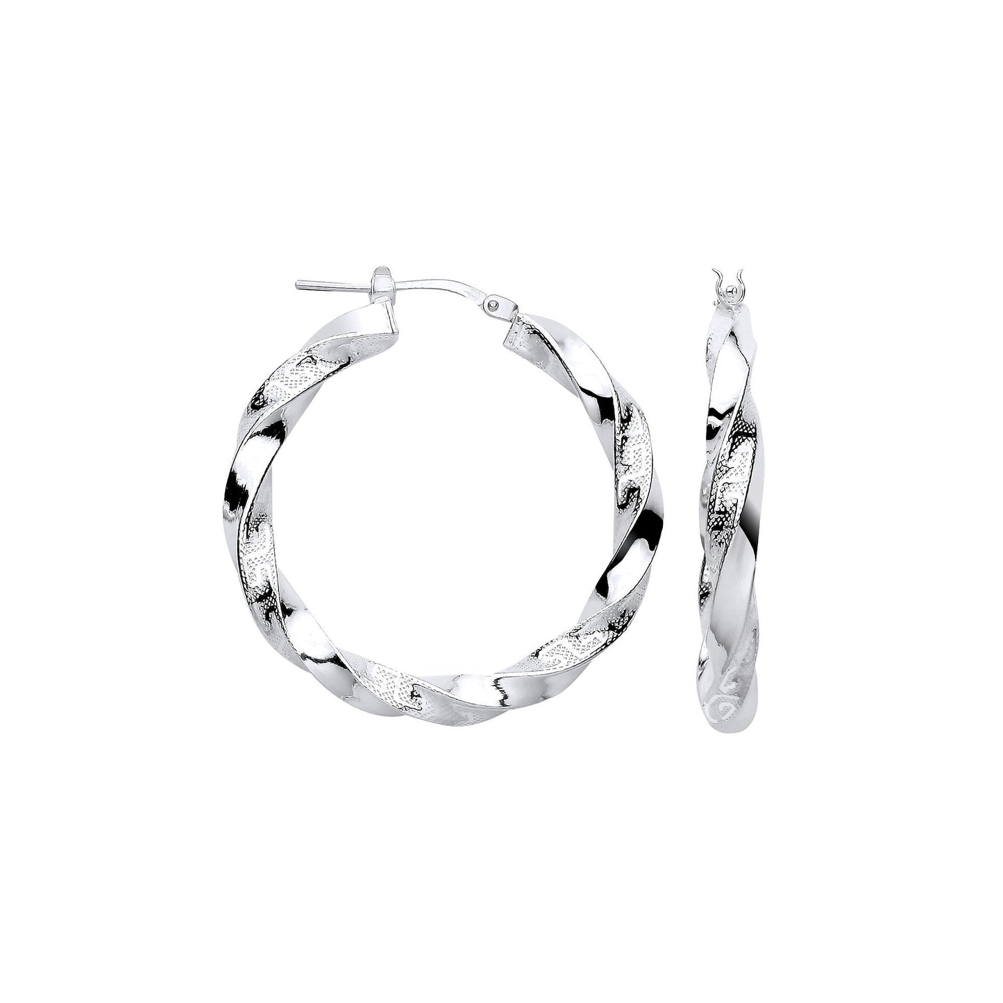 Silver Greek Key Twist Hoop 32.0mm Earrings