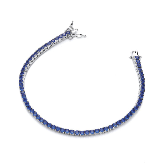 Silver Blue Cubic Zirconias Tennis Ladies Bracelet
