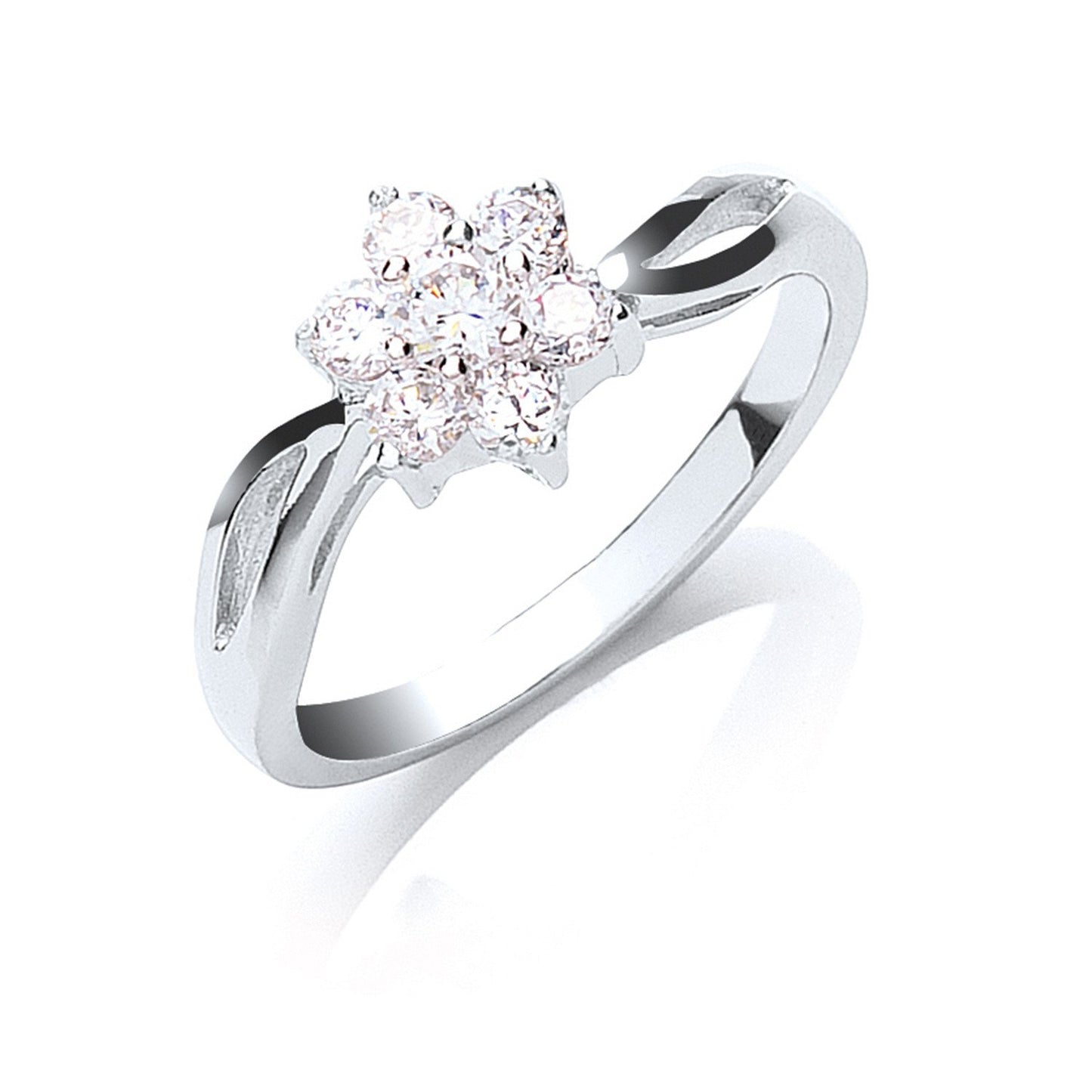 Silver Cubic Zirconia Cluster Ring