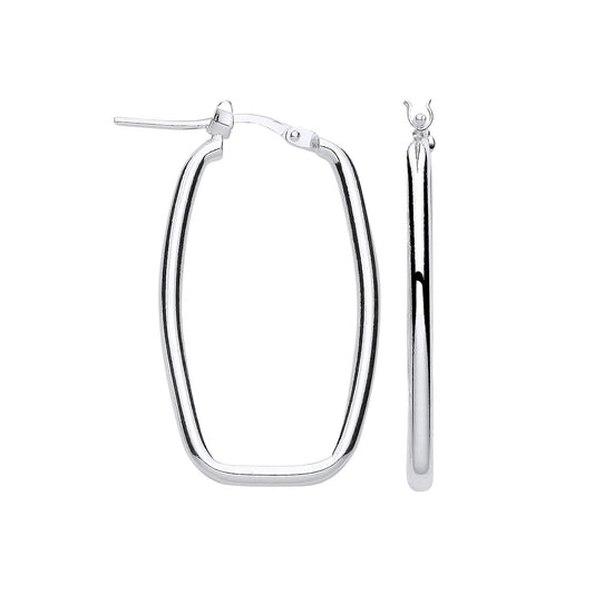 Silver Rectangular Creole Earrings