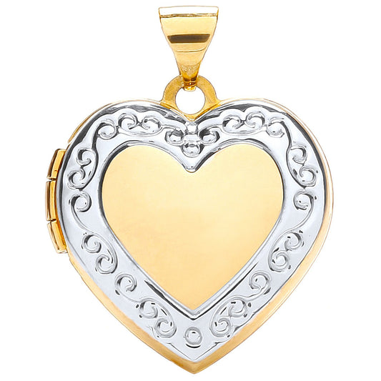 Yellow White Heart Shape Locket with edge design (HNN-DE2660)