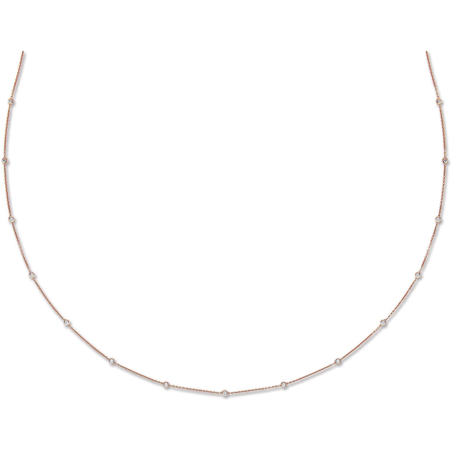 18ct Rose Gold 1.00ct Diamond by the Yard Necklace (36in/91cm)